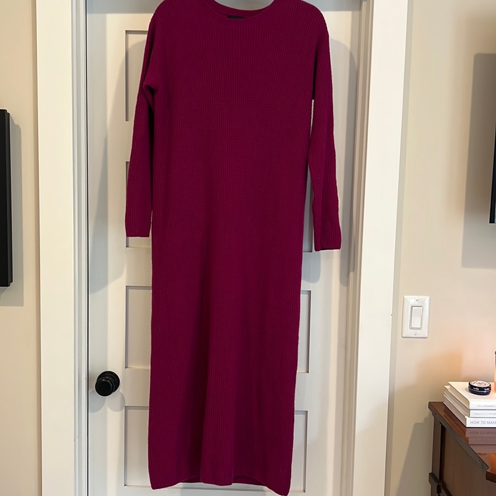 Hatch Maternity Magenta Wool Sweater Dress